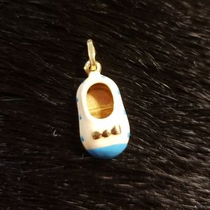 14K Italian Gold and Enamel Baby Shoe Charm